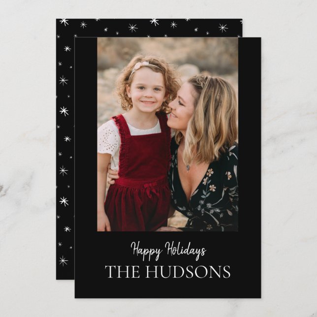 Tarjeta Festiva Festividad de caligrafía moderna de escritura negr (Anverso / Reverso)