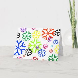 Tarjeta Festiva Festividad de copas de nieve en el arco iris