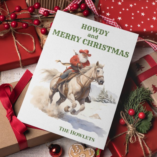 Tarjeta Festiva Festividad de Cowboy Santa Navidades (Subido por el creador)