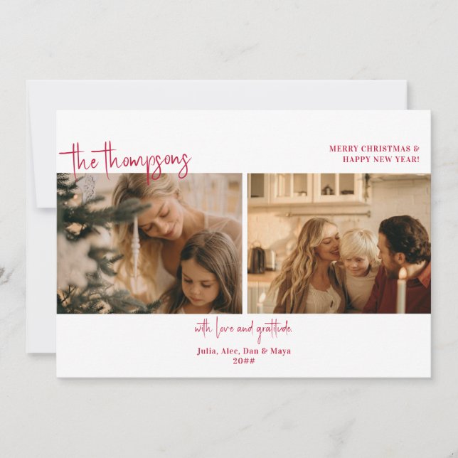 Tarjeta Festiva Festividad de dos Collages de fotos Navidades simp (Anverso)