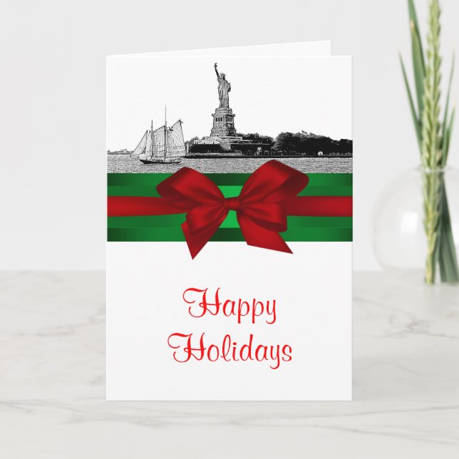 Tarjeta Festiva Festividad de estatua de Navidades de la libertad  (Anverso)