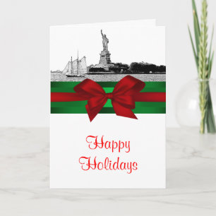 Tarjeta Festiva Festividad de estatua de Navidades de la libertad