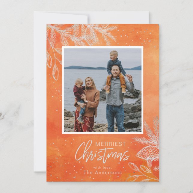 Tarjeta Festiva Festividad de foto de Navidades más afortunados co (Anverso)