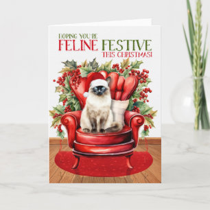 Tarjeta Festiva Festividad de gato de Navidades balineses