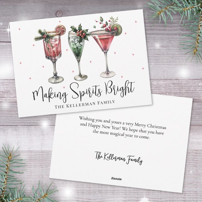 Tarjeta Festiva Festividad de hacer Navidades brillantes a los esp (Festive Making Spirits Bright Christmas Holiday Card)