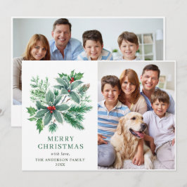 Tarjeta Festiva Festividad de Holly Berry 2 Navidades de FOTO salu