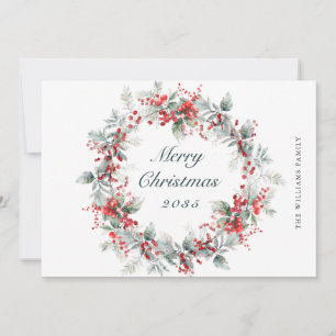 Tarjeta Festiva Festividad de Holly Berry Navidades Wreath