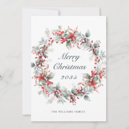 Tarjeta Festiva Festividad de Holly Berry Navidades Wreath
