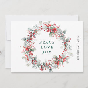 Tarjeta Festiva Festividad de Holly Berry Navidades Wreath