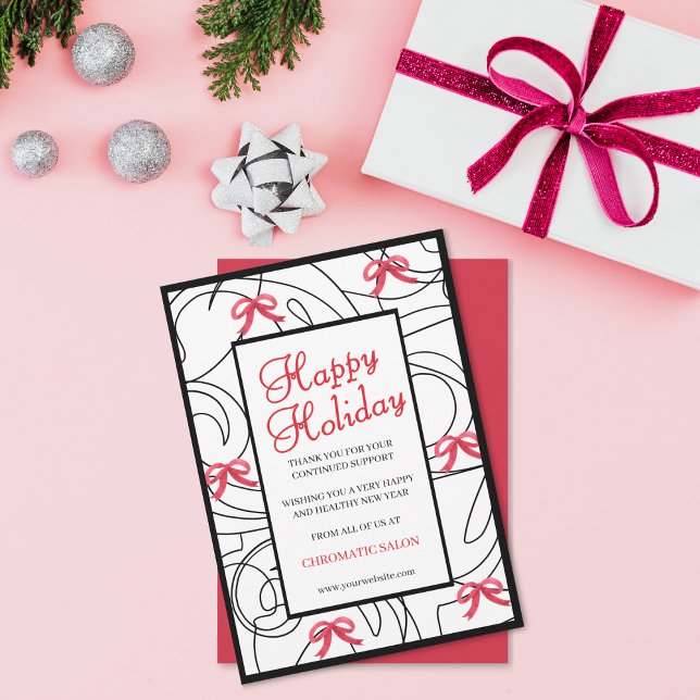 Tarjeta Festiva Festividad de la cinta de la línea roja abstracta  (Subido por el creador)