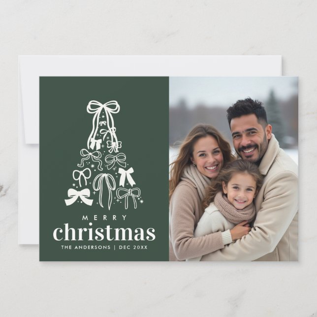 Tarjeta Festiva Festividad de la cinta verde foto dos Navidades (Anverso)