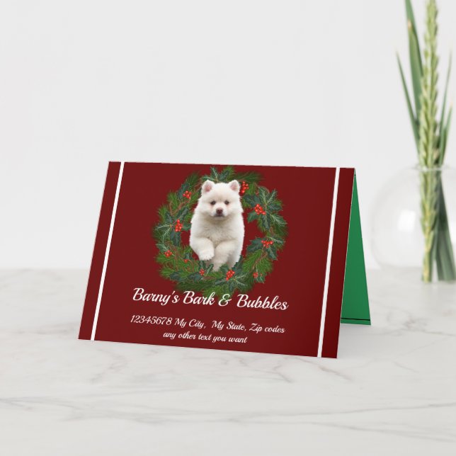 Tarjeta Festiva Festividad de la corta blanca del perro panomerano (Anverso)