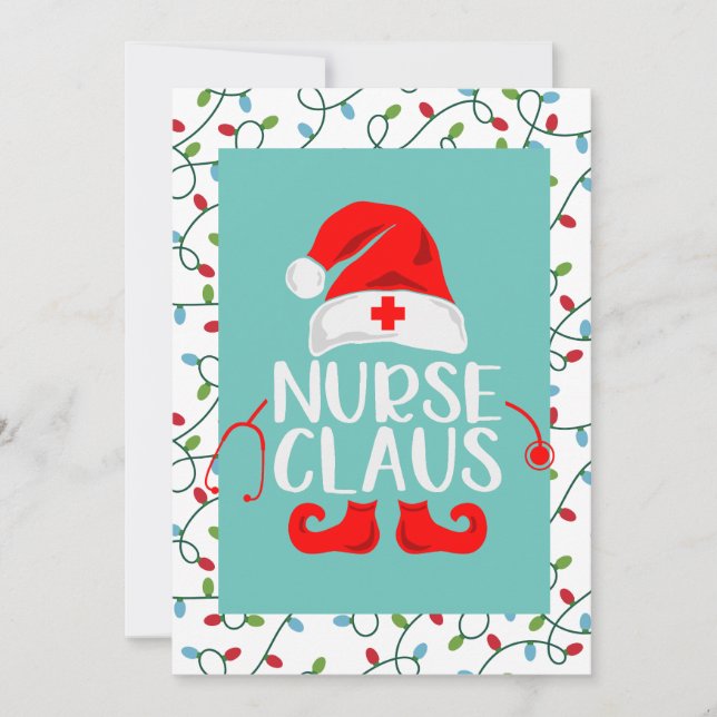 Tarjeta Festiva Festividad de la enfermera Santa Claus Navidades (Anverso)