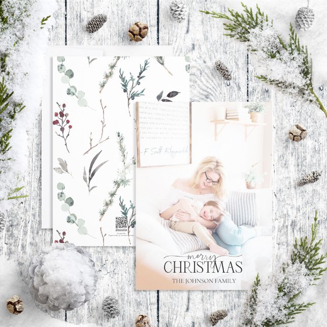 Tarjeta Festiva Festividad de la foto navideña del invierno negro (Subido por el creador)