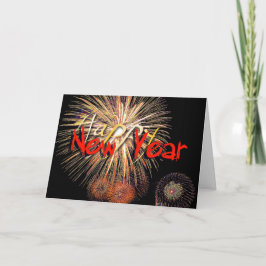 Tarjeta Festiva Festividad de los fuegos artificiales rojos Feliz 