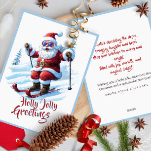 Tarjeta Festiva Festividad de los Navidades de esquí de Santa Clau