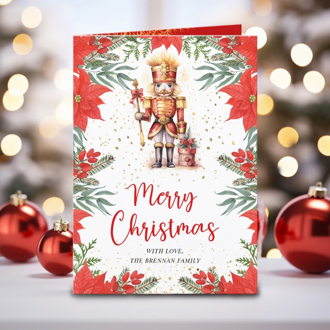 Tarjeta Festiva Festividad de los Navidades de fotografía botánica (Festive Nutcracker Botanical Photo Christmas Holiday Card)
