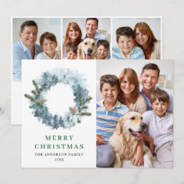 Tarjeta Festiva Festividad de los Navidades de Holly Wreath 4 salu