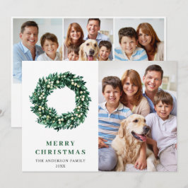 Tarjeta Festiva Festividad de los Navidades de Holly Wreath 4 salu