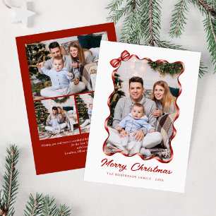 Tarjeta Festiva Festividad de los Navidades de la cinta roja de va