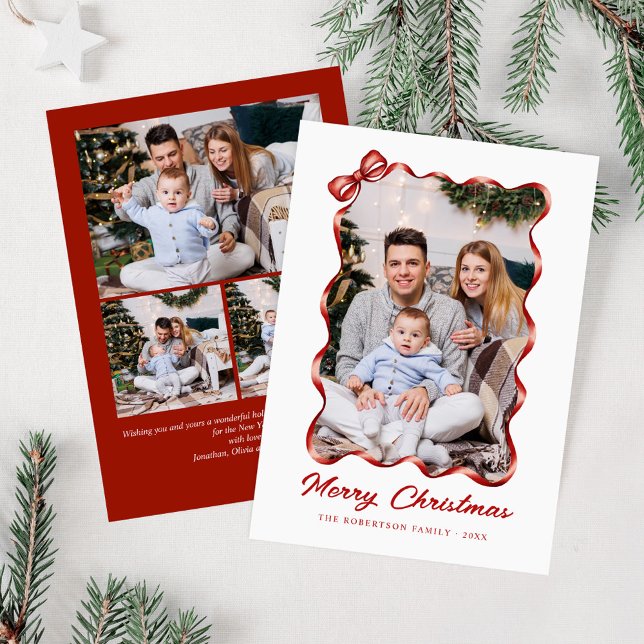 Tarjeta Festiva Festividad de los Navidades de la cinta roja de va (Subido por el creador)