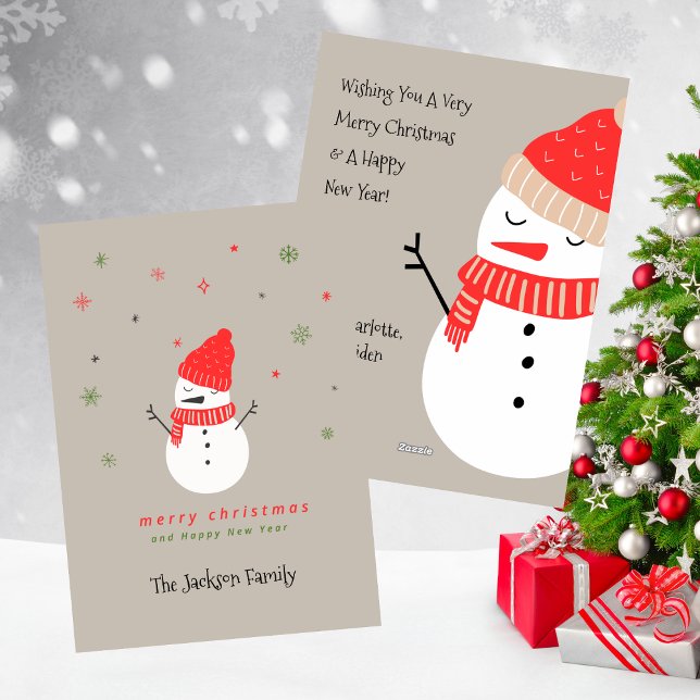 Tarjeta Festiva Festividad de los Navidades de Snowman (Cute Snowman Christmas Holiday)