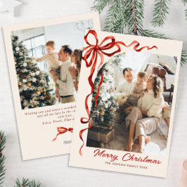 Tarjeta Festiva Festividad de los Navidades del Boho Red Bow Ribbo