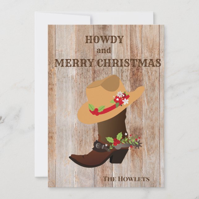 Tarjeta Festiva Festividad de los Navidades del Gorra de Cowboy We (Anverso)