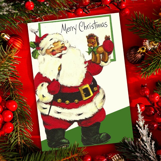 Tarjeta Festiva Festividad de los Navidades Personalizados de Sant (Retro Vintage Santa Claus Custom Christmas Holiday)