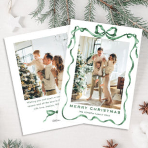 Tarjeta Festiva Festividad de los Navidades verdes ceden la cinta