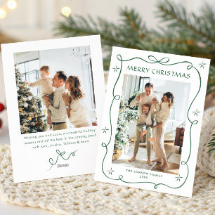 Tarjeta Festiva Festividad de los Navidades verdes ceden la cinta
