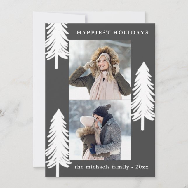 Tarjeta Festiva Festividad de los Pinos Blancos Dos vacaciones fot (Anverso)