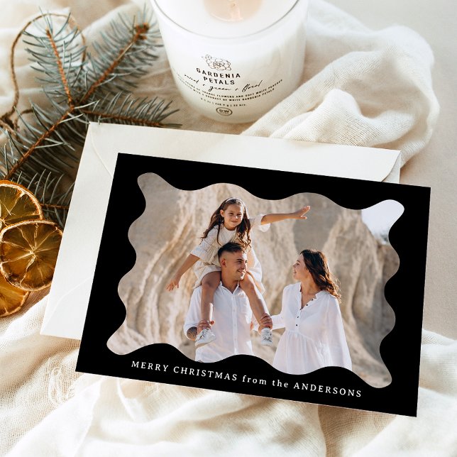 Tarjeta Festiva Festividad de marco de foto retro negro Feliz Navi (Subido por el creador)