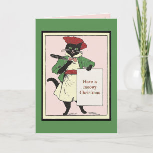 Tarjeta Festiva Festividad de Meowy Navidades del artista negro de