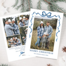 Tarjeta Festiva Festividad de Navidades azules Bow Ribbon 5 Foto