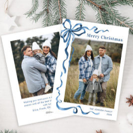 Tarjeta Festiva Festividad de Navidades azules de la cinta de opci