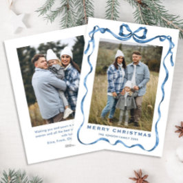 Tarjeta Festiva Festividad de Navidades azules de la cinta de opci