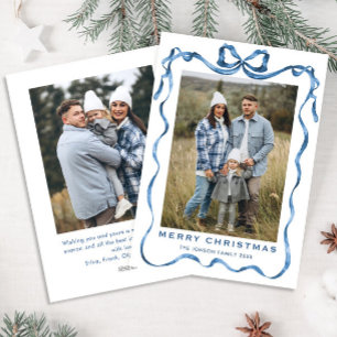 Tarjeta Festiva Festividad de Navidades azules de la cinta de opci