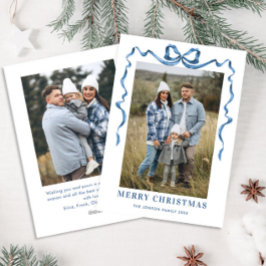 Tarjeta Festiva Festividad de Navidades azules de la cinta de opci