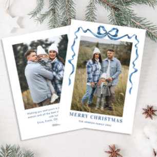 Tarjeta Festiva Festividad de Navidades azules de la cinta de opci