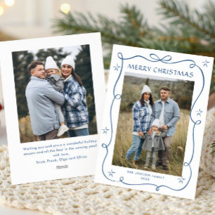 Tarjeta Festiva Festividad de Navidades azules de la cinta de opci