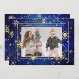 Tarjeta Festiva Festividad de Navidades con copas de nieve de oro 