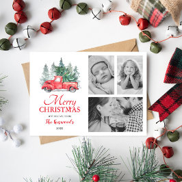 Tarjeta Festiva Festividad de Navidades de Camión Rojo 3 Foto