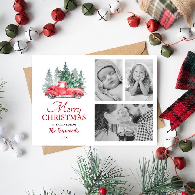 Tarjeta Festiva Festividad de Navidades de Camión Rojo 3 Foto (Subido por el creador)