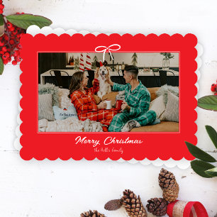 Tarjeta Festiva Festividad de Navidades de color rojo y blanco
