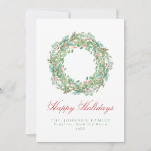 Tarjeta Festiva Festividad de Navidades de guayas verdes y rosas d