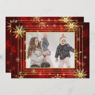 Tarjeta Festiva Festividad de Navidades de Nochebuena de oro rojo