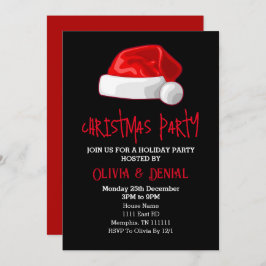 Tarjeta Festiva Festividad de Navidades Red Santa Hat Black