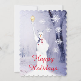 Tarjeta Festiva Festividad de nieve patriotica estadounidense