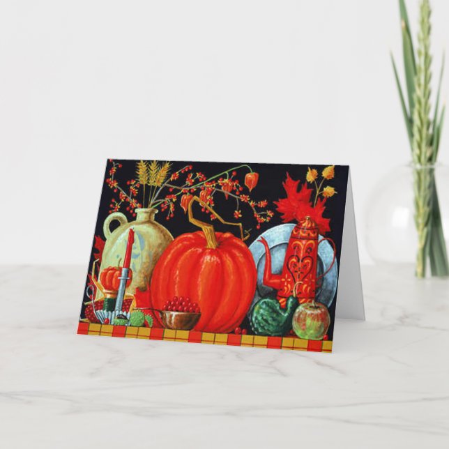 Tarjeta Festiva Festividad de otoño, amigos y familia del Día de A (Anverso)